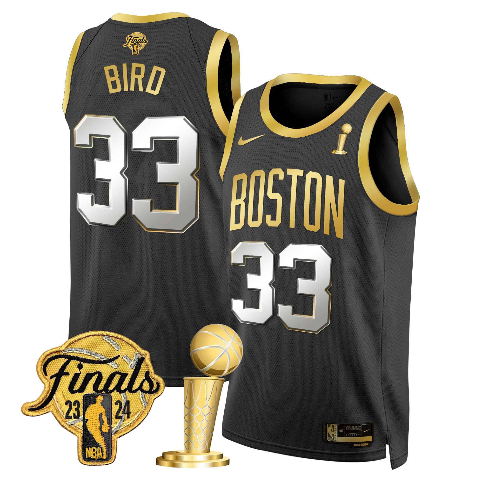 Men Boston Celtics #33 Bird Black 2024 Nike Final & Champions Patch Swingman NBA Jersey->->NBA Jersey
